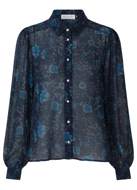 Skjorte i genanvendt polyester, Dark Blue Wild Blossom Print